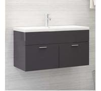 Armoire d évier Gris brillant 90x38,5x46 cm Bois d'ingénierie Gris G