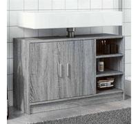 vidaXL Armoire d'évier sonoma gris 90x29x55 cm bois d'ingénierie, armoire de salle de bain, armoire de rangement salle de 848127 Gris G