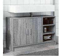 vidaXL Armoire d'évier sonoma gris 90x29x55 cm bois d'ingénierie, armoire de salle de bain, armoire de rangement salle de 848127