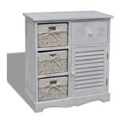 vidaXL Armoire en bois 3 paniers gauches en tissage Blanc