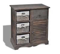Vidaxl Armoire En Bois 3 Paniers Gauches En Tissage Marron Marron