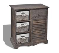 vidaXL Armoire en bois 3 paniers gauches en tissage Marron