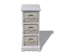 Bois Armoire 3 Paniers Gauches en Tissage Rangement Stockage Salon vidaXL