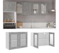 vidaXL Armoire en verre suspendue Gris béton 80x31x60 cm Aggloméré