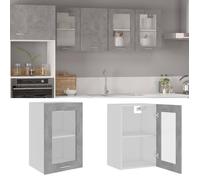 vidaXL Armoire en verre suspendue Lyon – Gris béton – Bois d'ingénierie