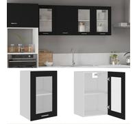 Vidaxl Armoire En Verre Suspendue Noir 40x31x60 Cm Aggloméré