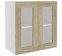 vidaXL Armoire Suspendue Verre Placard Armoire de Rangement Murale Meuble de Cuisine avec 2 Etagères Maison Intérieur Chêne Sonoma 60x31x60 cm Aggloméré