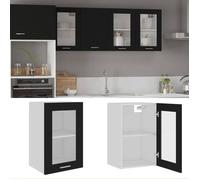 vidaXL Armoire en verre suspendue Noir 40x31x60 cm Bois d'ingénierie 802506