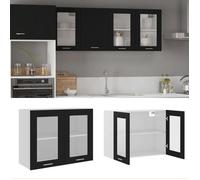 vidaXL Armoire en verre suspendue Noir 80x31x60 cm Bois d'ingénierie 802530