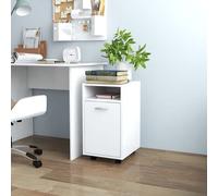 vidaXL Armoire lat¿¿rale avec roues Blanc 33x38x60 cm Agglom¿¿r¿¿