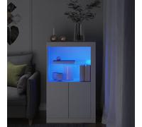 vidaXL Armoire Latérale avec Éclairage LED, Meuble de Rangement avec Étagère en Verre, Buffet de Salon Intérieur, Moderne, 836623