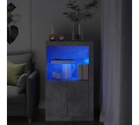 vidaXL Armoire latérale avec lumières LED gris béton bois d'ingénierie