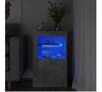 vidaXL Armoire latérale moderne – LED, étagère en verre, bois d'ingénierie, gris béton