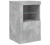 vidaXL Armoire Latérale avec Lumières LED, Meuble de Rangement avec Étagère en Verre, Buffet de Salon Intérieur, Moderne, Gris Béton Bois d'Ingénierie