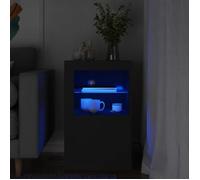 vidaXL Armoire latérale 836632 – Meuble de rangement moderne avec lumières LED et étagère en verre