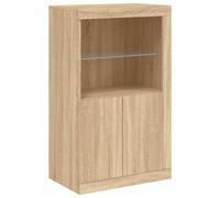 vidaXL Armoire latérale 836625 – Buffet de salon moderne avec lumières LED et étagère en verre