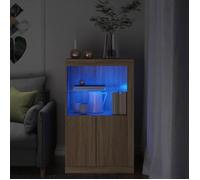 vidaXL Armoire Latérale avec Lumières LED, Meuble de Rangement avec Étagère en Verre, Buffet de Salon Intérieur, Moderne, 836625