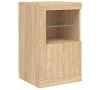 vidaXL Armoire Latérale avec Lumières LED, Meuble de Rangement avec Étagère en Verre, Buffet de Salon Intérieur, Moderne, 836634