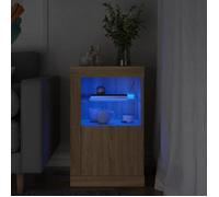 vidaXL Armoire Latérale avec Lumières LED, Meuble de Rangement avec Étagère en Verre, Buffet de Salon Intérieur, Moderne, 836634