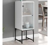 vidaXL Armoire latérale avec porte en verre blanc 35x37x100 cm 836553 Blanc G