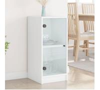 vidaXL Armoire latérale 836399 avec portes en verre, blanc, 35x37x75,5 cm