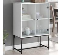 Vidaxl Armoire Latérale Avec Portes En Verre Blanc 69x37x100 Cm Blanc