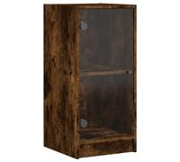 vidaXL Armoire d'appoint avec portes vitrées chêne fumé 35x37x75,5 cm