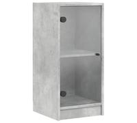 vidaXL Armoire Latérale avec Portes en Verre, Buffet avec Compartiment, Meuble de Rangement Salle de Séjour Salon Intérieur, Moderne, Gris Béton