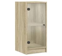 vidaXL Armoire latérale avec portes en verre chêne sonoma 35x37x75,5cm 836401