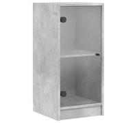 vidaXL Armoire Latérale avec Portes en Verre, Buffet avec Compartiment, Meuble de Rangement Salle de Séjour Salon Intérieur, Moderne, Gris Béton