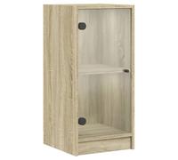 vidaXL Armoire Latérale avec Portes en Verre, Buffet avec Compartiment, Meuble de Rangement Salle de Séjour Salon Intérieur, Moderne, Chêne Sonoma