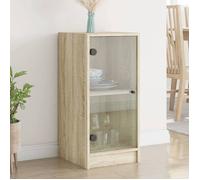 vidaXL Armoire latérale avec portes en verre chêne sonoma 35x37x75,5cm 836401