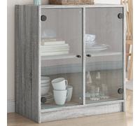 Vidaxl Armoire Latérale Avec Portes En Verre Sonoma Gris 68x37x75,5 Cm Multicolore