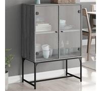 vidaXL – Armoire latérale avec portes en verre Sonoma gris 69x37x100 cm