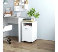 Armoire latérale avec roues Blanc 33x38x60 cm Bois d’ingénierie Blanc G