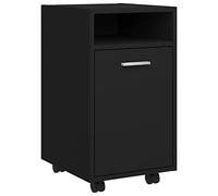 vidaXL Armoire Latérale avec Roues, Meuble de Rangement avec Compartiment, Organisateur de Salon Salle de Séjour Intérieur, Noir Bois d’Ingénierie