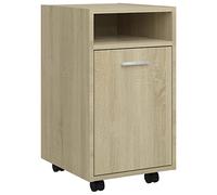 vidaXL Armoire Latérale avec Roues, Meuble de Rangement avec Compartiment, Organisateur de Salon Salle de Séjour Intérieur, Chêne Sonoma Bois d’Ingénierie