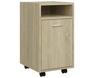 vidaXL Armoire Latérale avec Roues, Meuble de Rangement avec Compartiment, Organisateur de Salon Salle de Séjour Intérieur, Chêne Sonoma Bois d’Ingénierie