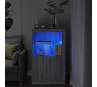 vidaXL Armoire Latérale et Lumières LED, Meuble de Rangement avec Étagère en Verre, Buffet de Salon Intérieur, Moderne, 836628 Bleu G