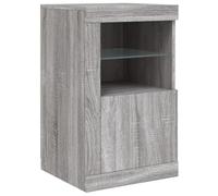 vidaXL Armoire Latérale et Lumières LED, Meuble de Rangement avec Étagère en Verre, Buffet de Salon Intérieur, Moderne, Sonoma Gris Bois d'Ingénierie