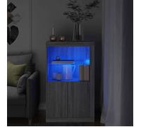 vidaXL Armoire Latérale et Lumières LED, Meuble de Rangement avec Étagère en Verre, Buffet de Salon Intérieur, Moderne, 836628