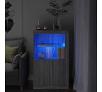 Vidaxl Armoire Latérale Et Lumières Led Sonoma Gris Bois D'ingénierie Gris