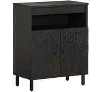 Vidaxl Armoire Latérale Noir 60x33x75 Cm Bois Massif De Manguier Marron