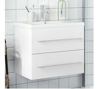 vidaXL Armoire lavabo de salle de bain avec bassin intégré blanc