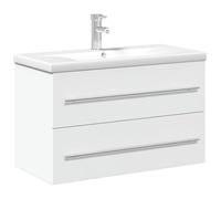 Vidaxl Armoire Lavabo De Salle De Bain Avec Bassin Intégré Blanc Blanc