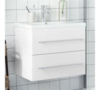 vidaXL Armoire Lavabo de Salle de Bain avec Bassin Intégré, Meuble sous Évier, Placard de Rangement, Organisateur de 3278764 Blanc G