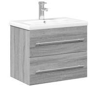 vidaXL Armoire lavabo salle de bain, bassin intégré, meuble sous-évier, moderne, Sonoma gris