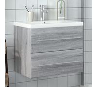 vidaXL Armoire lavabo de salle de bain avec bassin intégré sonoma gris