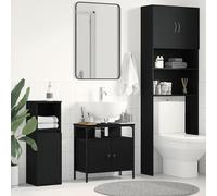 Vidaxl Armoire Lavabo De Salle De Bain Chêne Noir 60x30x60 Cm Noir