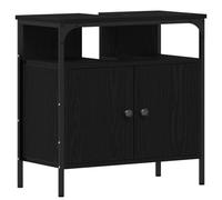 vidaXL Armoire lavabo de Salle de Bain chêne Noir 60x30x60 cm, Placard lavabo de Salle de Bain, Meubles de Salle de Bain, Meuble de Rangement sous lavabo